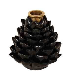 Porcelain Artichoke Candle Holder - Black