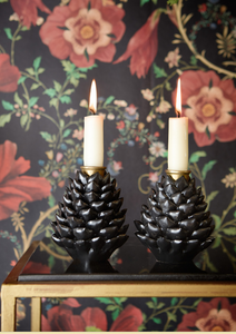 Porcelain Artichoke Candle Holder - Black