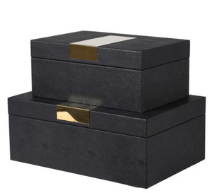 Set of 2 Black & Gold Boxes