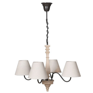 Beige Linen 4 Arm Chandelier