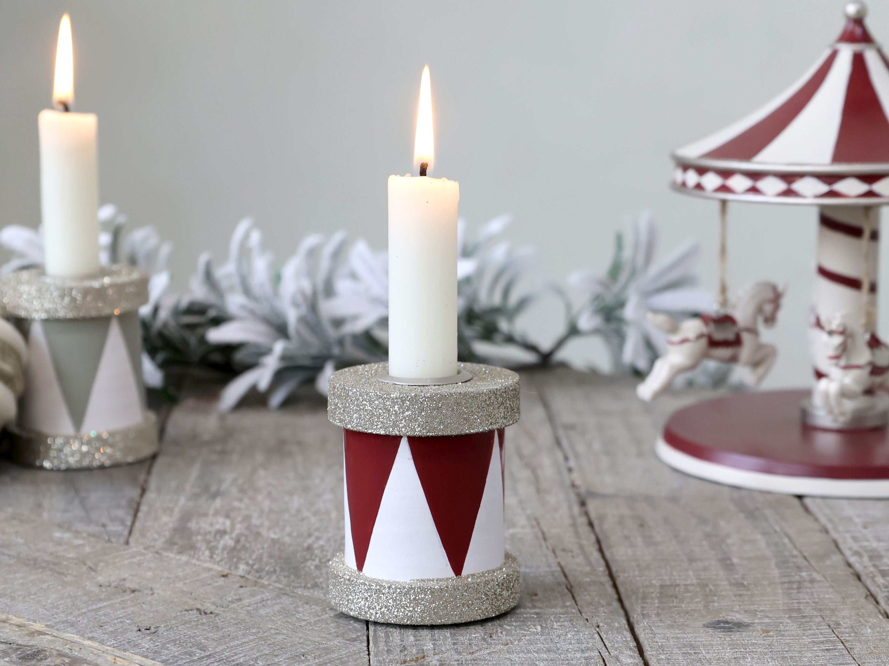 Candlestick Drum with glitter (red)
