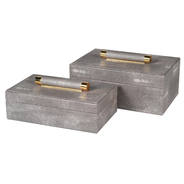 Faux Shagreen Trinket Boxes. Set of 2