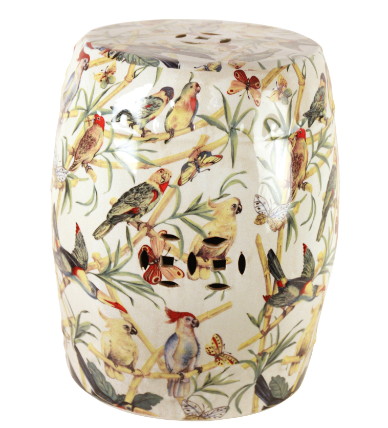 Ceramic Stool - Birds Pattern