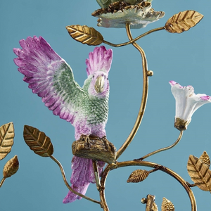 Pink & Green Parrot Candle Holder