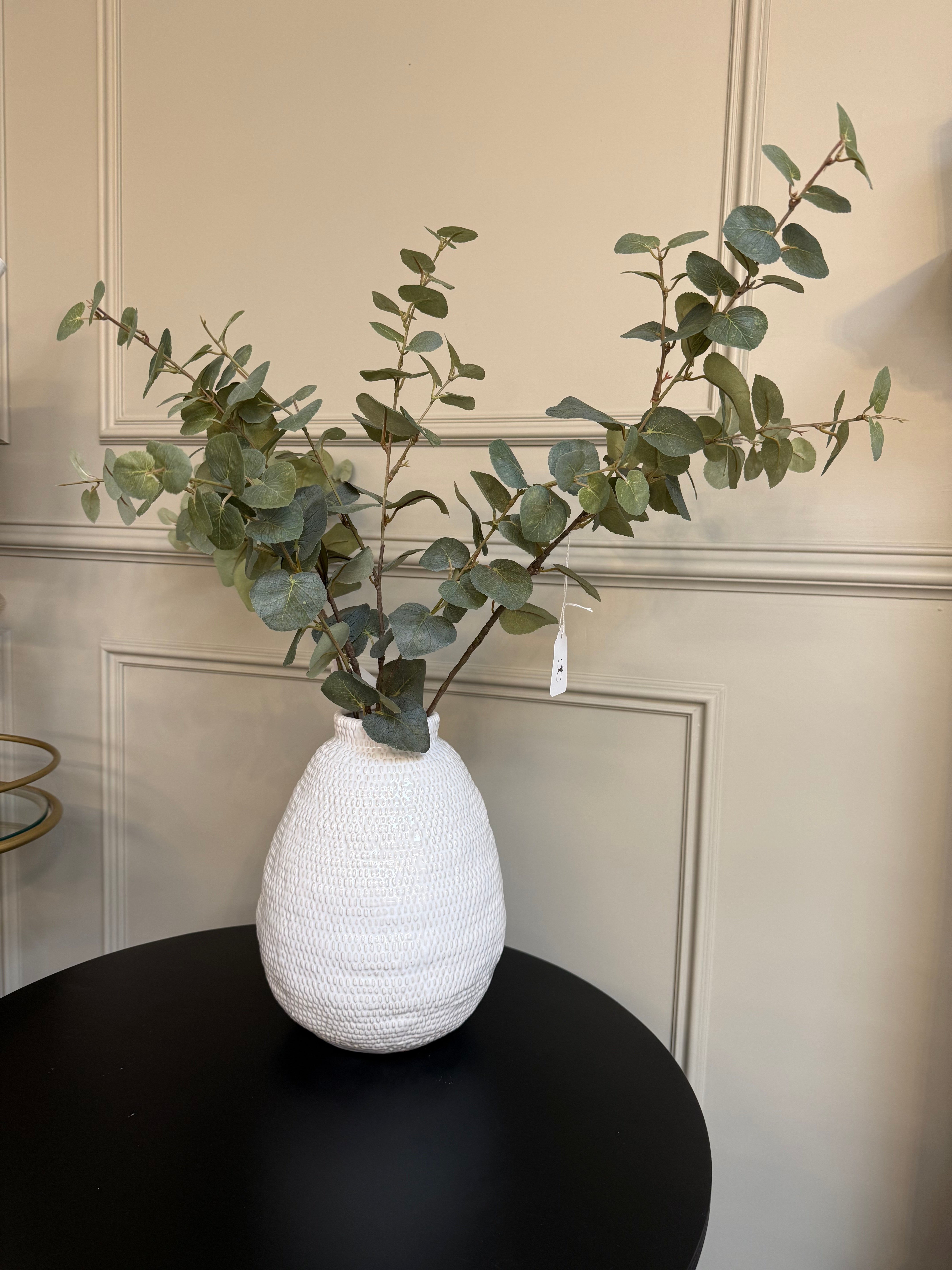 White Ceramic Woven Effect Vase