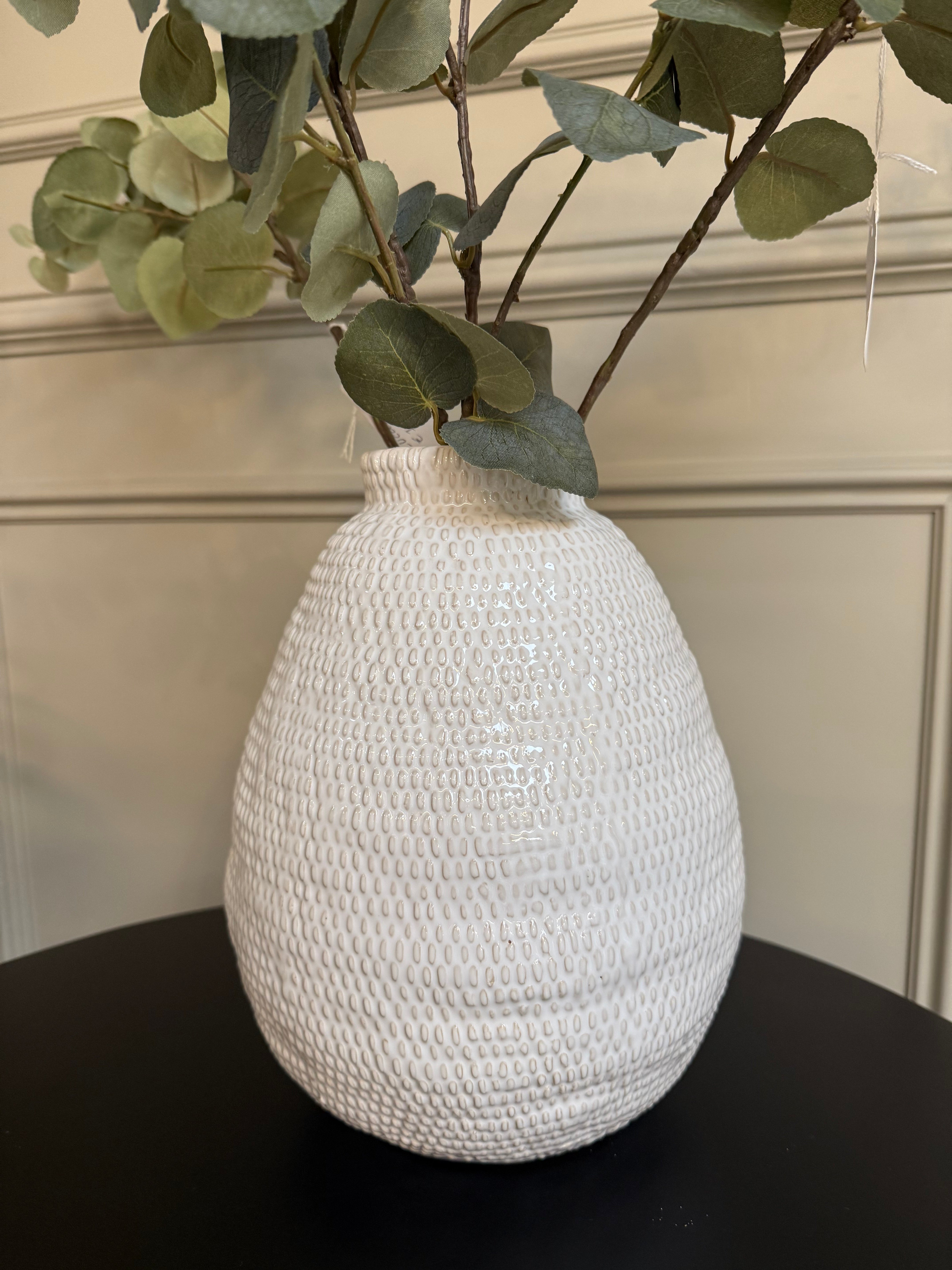 White Ceramic Woven Effect Vase