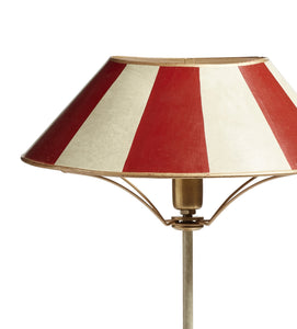 Red & Cream Stripe Metal Lamp with shade