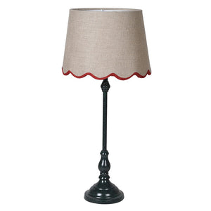 Slim Lamp with Red Scalloped Linen Shade