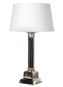Nickel Column Lamp with White Shade