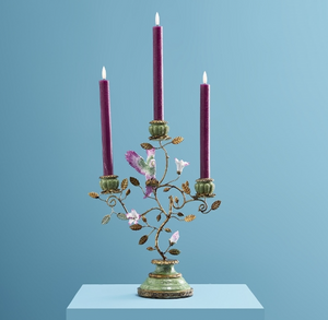 Pink & Green Parrot Candle Holder