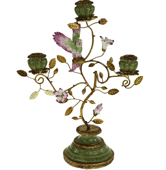 Pink & Green Parrot Candle Holder