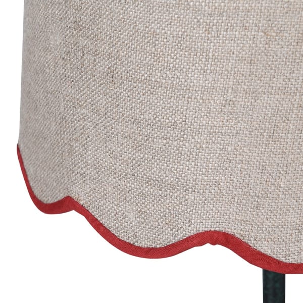 Slim Lamp with Red Scalloped Linen Shade