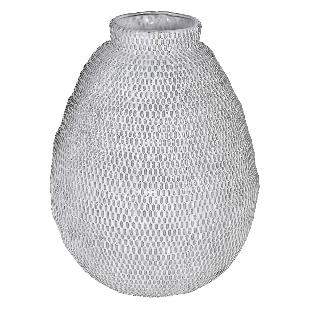 White Ceramic Woven Effect Vase