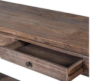 Antiqued Reclaimed Elm 2 Drawer Console Table