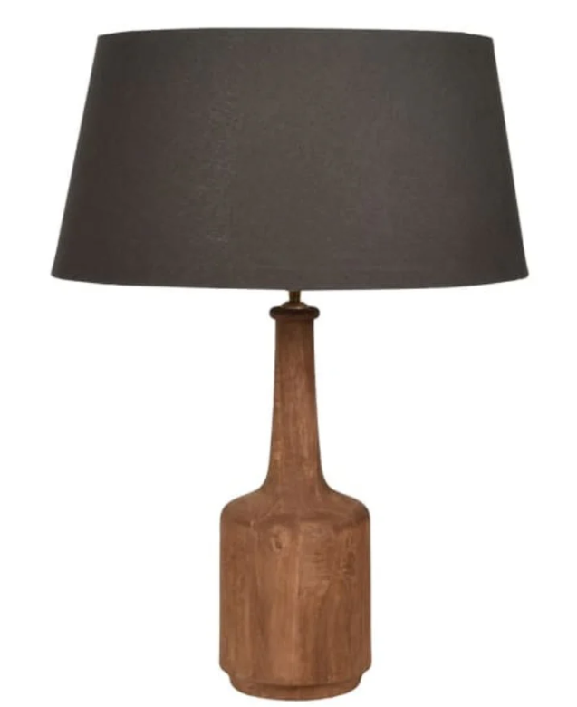 Tall Wooden Lamp with Black Shade