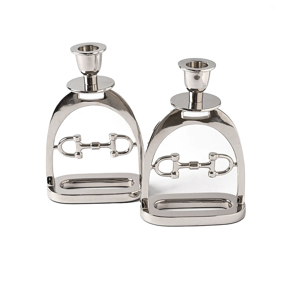 Pair of Stirrup Snaffle Candlesticks