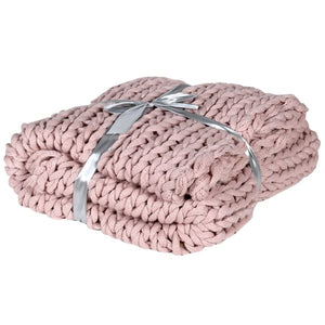 Pink Chunky Knit Throw
